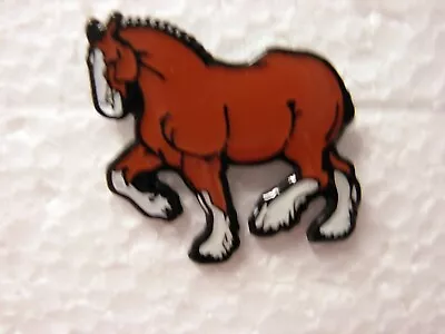 Shire Horse Pin Badge. Brown And White Version. Brewers Dray. Metal. Enamel. • £1.50
