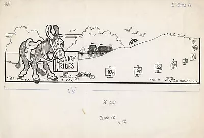 £9.99 • Buy Original William Hewison Cartoon Drawing C. 1970 - Donkey Rides Seaside