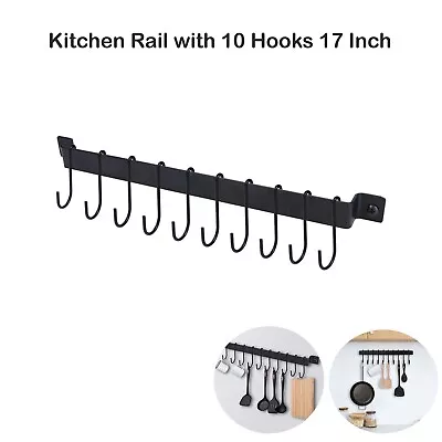 Pot Rack - Pots And Pans Hanging Rack Rail With 10 Hooks Pot Hanger For Kitchen • $21.99