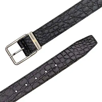 NEW Mezlan Handmade Premium Mens Genuine Crocodile Leather Belt Black • $395