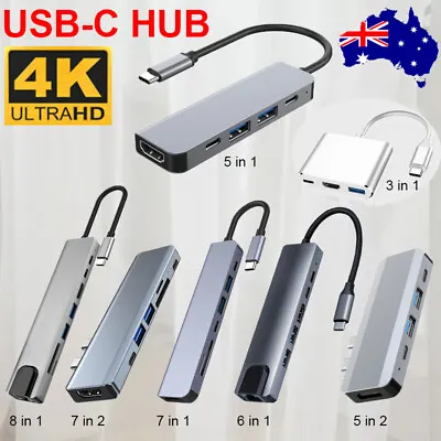 $21.49 • Buy 5/6/7/8in 1 USB-C HUB Type-C USB Multi 3.0 4K HDMI RJ45 Ethernet Micro SD TF OTG