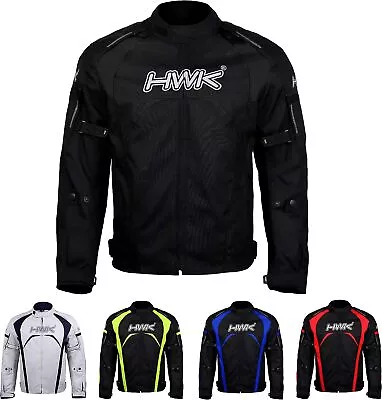HWK Men's Textile Racing Motorbike Hi-Vis Biker Jacket W/CE Armor S - All-Black • $35