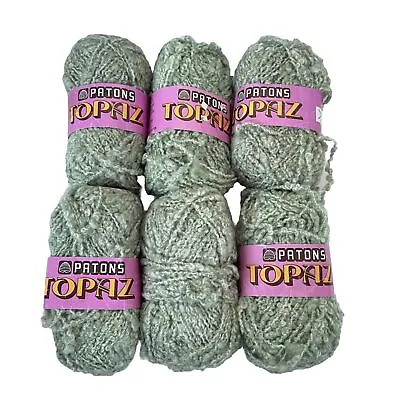 YARN LOT Of 6 Patons TOPAZ WOOL Blend GREEN VTG Discontinued Boucle Knit Crochet • $17.50