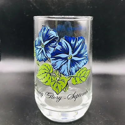$11.80 • Buy Vtg BROCKWAY September Flower Of The Month Morning Glory Flower Glass