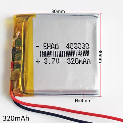 3.7V 403030 320mAh Lipo Polymer Rechargeable Battery For GPS MP3 Camera Watch • £6.60