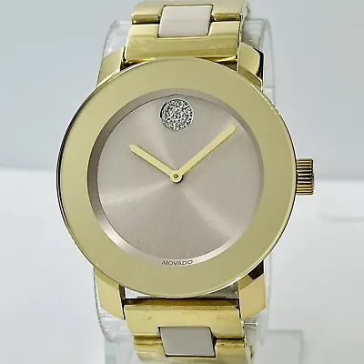 Movado Women's BOLD Ceramic Pink St Steel Gold 36mm Swiss Made Watch 3600640 • $225