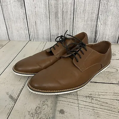 H & M Men's Size 9 / 42  Brown Dress Derby Oxford Lace Up Almond Toe Shoes • $14.44