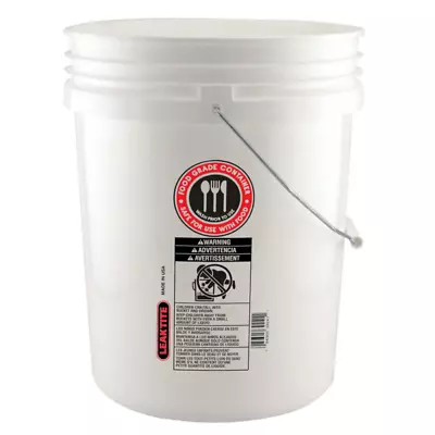 5 Gal Multipurpose Food Safe Bucket White Carry Handle  (Without Lids) • $12.71