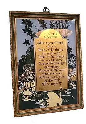 Antique 20s Buzza Motto Poem Deco Framed Litho “ALL TO MYSELF” Lost Love Lament • $35