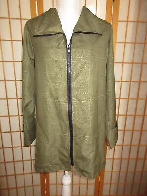 Maralyce Ferree Womens Green Geom Print Full Zip Unlined Jacket/Top SZ Small • $11