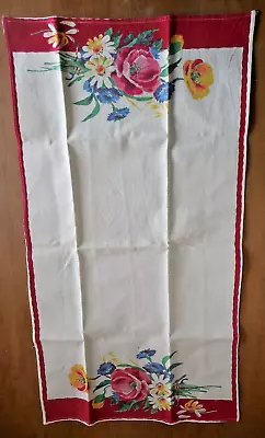 Vintage UNUSED Cotton Kitchen Tea Towel W Floral Design • $9.95