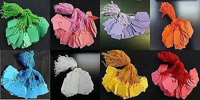 £3.99 • Buy Coloured Strung String Kraft Tags Swing Price Tickets Jewellery Tie On Labels