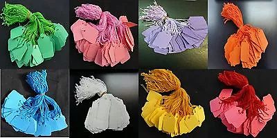 Coloured Strung String Kraft Tags Swing Price Tickets Jewellery Tie On Labels • £3.99