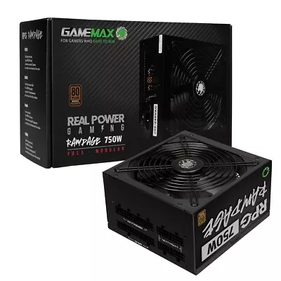 Game Max 750W RPG RAMPAGE ATX 80+ Bronze Full Modular PSU Power Supply PCI-E • £59.95