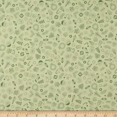 Fat Quarter Little Christmas Things On Green 100% Cotton Quilting Fabric • £3.14