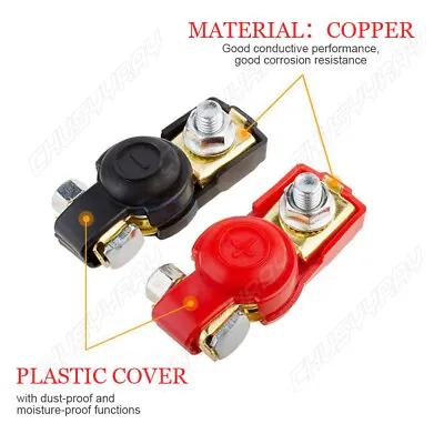 Pair Car Battery Terminal Connectors Universal Positive Negative Wire Post Clamp • $8.99