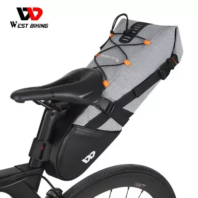 WEST BIKING Waterproof Foldable Bicycle Saddle Bag MTB Road Bike Tail Bag 10L • £19.36