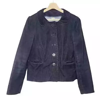 J.Crew Women Jacket Size 4 Navy Blue Corduroy Button Front Peter Pan Collar • $24.99