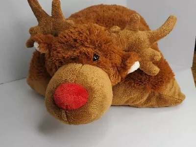 Pillow Pets Stuffed Brown Red Nose Reindeer Moose Plush 20  Animal '09 Christmas • $15.99