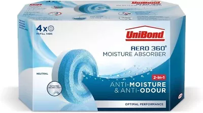 UniBond AERO 360° Moisture Absorber Neutral Refill Tab And Pack 4 Refills • £11.48