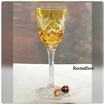 Faberge Yellow Cordial Na Zdorovye Blown Cut To Clear & 2 Faberge Egg Wine Charm • $221