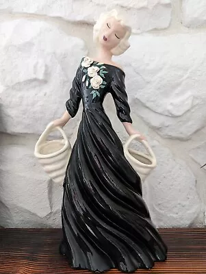 Vintage Rare Hedi Schoop Lady With Baskets Vase Pottery Ceramic Art Collectible • $182.50