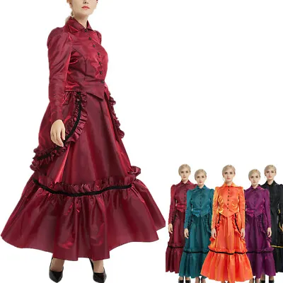 Women's Victorian Dress Steampunk Blouse & Skirt Costume Edwardian Dress Suit • $43.99
