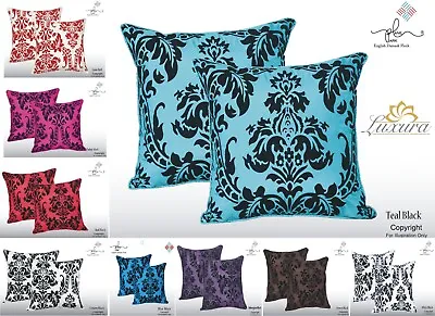 £3.29 • Buy LUXURY CUSHION COVERS LARGE FLOCK DAMASK COVERS 9 LOVELY COLOURS (17  X 17 )
