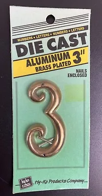 NIP Hy-Ko Die-Cast 3  Aluminum Brass Plated Numbers • $6