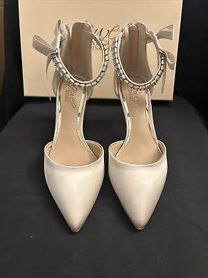 JEWEL BADGLEY MISCHKA Jaycee Evening Pump  US Size 6 1/2  Champagne Satin • £58.38