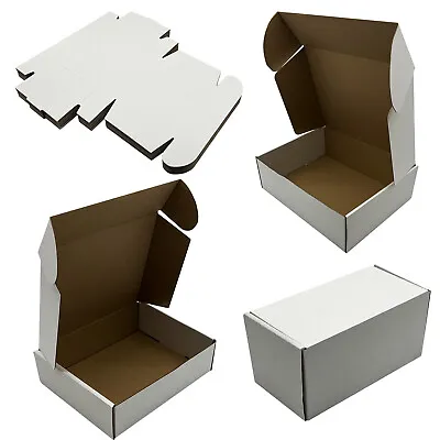 White Postal Boxes - Cardboard Shipping Boxes Mailing Gift Packet Small Parcel • £6.70