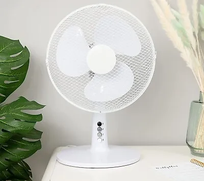 16  Oscillating Electric Desk Fan 16 Inch 3 Speed Silent Portable Home Office • £22.04