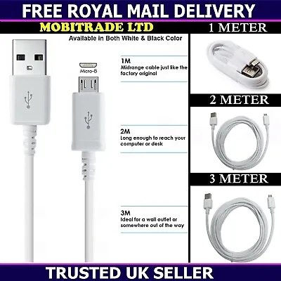 New Micro USB 1M 2M 3M Mains Charger Cable Data Sync Lead For All Mobile Phones • £3.25
