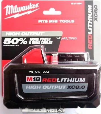 (1) NEW IN PACK Milwaukee M18 48-11-1880 8.0 AH Battery 18V XC High Output 18V • $113.97