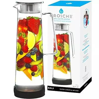 Bali Glass WATER Pitcher Fruit Infuser WATER Pitcher Glass Iced Tea Pitcher With • $54.63