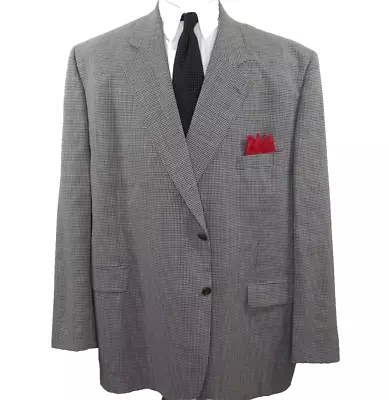 Rochester Pure Wool Houndstooth Blazer Jacket Sport Coat 60 R Big Man Canada • $79.99