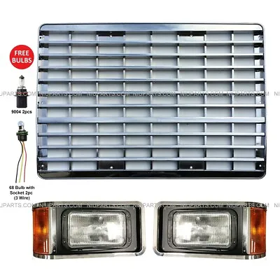 Grille Chrome And Headlight Set  - LH & RH Fit: Mack CH613 SFA Hood Truck 90-17 • $439