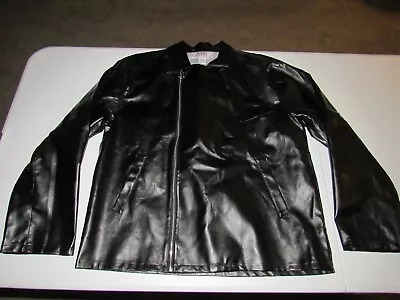 Grease T-Birds Men's Black Zip Up Faux Leather Costume PVC Jacket Size XL • $9.99