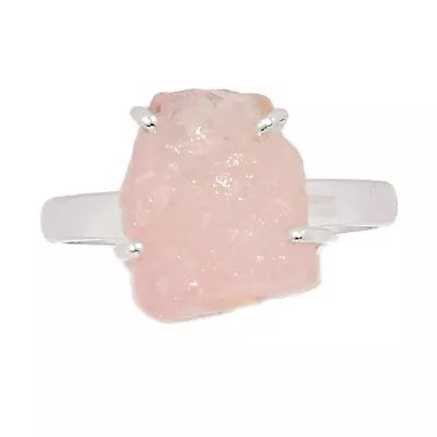 Natural Morganite Rough - Madagascar 925 Silver Ring Jewelry S.7 CR23792 • $15.99