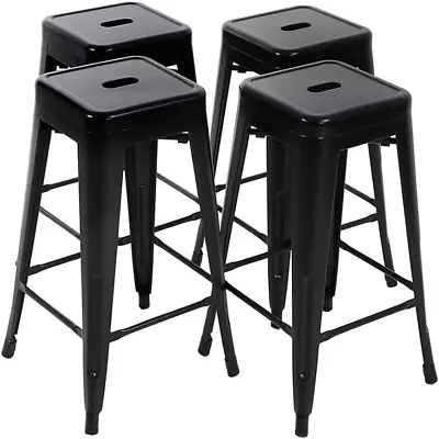 Metal Bar Stools Set Of 4 Counter Height Barstool Stackable Barstools 24 Inch  • $119