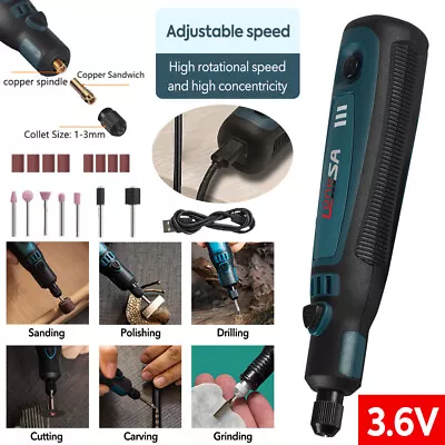 Cordless Mini Grinder Rotary Tool Polishing Drill Kit 3-Speed &15/50 Accessories • $29.99