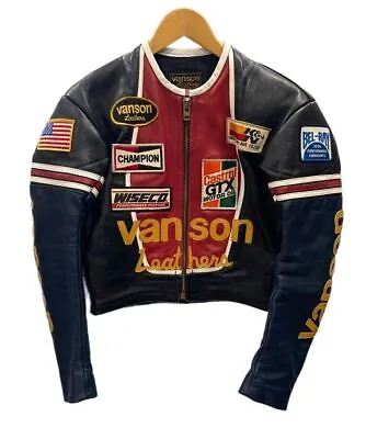 VANSON Leather Jacket One Star Motorcycle Single Riders Size 36 USED Maid In USA • $497