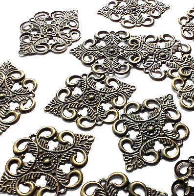 15 X Ornate Shape Filigree Embellishments Decorations Bronze Tone Metal Craft • £1.75