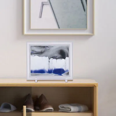 Desktop Blue Moving Sand Picture Frame Drifting Sandscapes Motion Art Decoration • $23.85
