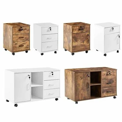 Office Filing Cabinet Mobile Under Desk File Storage Cupboard W/ Drawers Wheels • £49.99