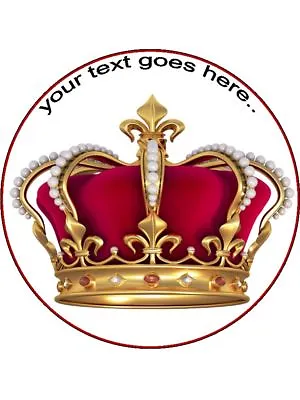 Crown Jewels Royal King Queen Personalised Wafer Icing Edible Round Cake Topper • £4.14