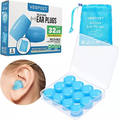 Ear Plugs For Sleeping -  Reusable Moldable Silicone Earplugs Noise Cancelling R • $15.63