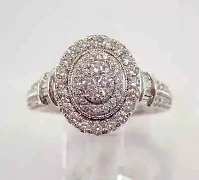 2.00Ct Round Cut Real Moissanite Cluster Engagement Ring 14K White Gold Plated • $156