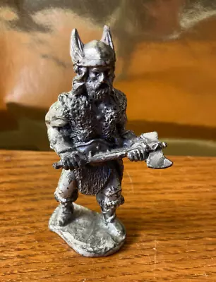 Vintage 1980's Neils Selandia Designs PEWTER Viking Sculpture Figure 3.75” 1982 • $16.95