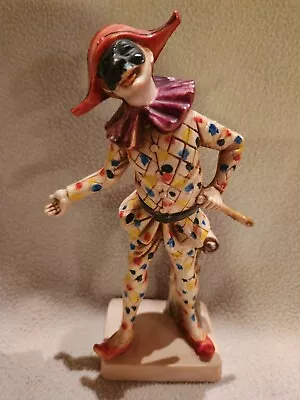 Vintage MIC Imports 7.5  Resin Jester Circus Clown Figurine Hand Made In Italy • $15